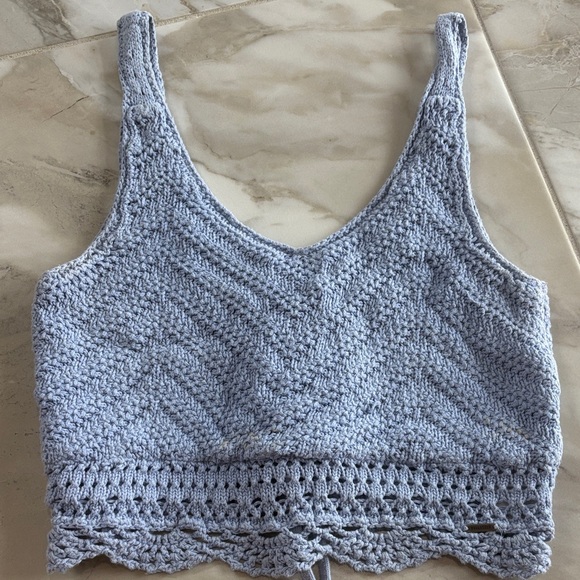 Hollister Tops - Hollister Light Blue Knit Crop Top